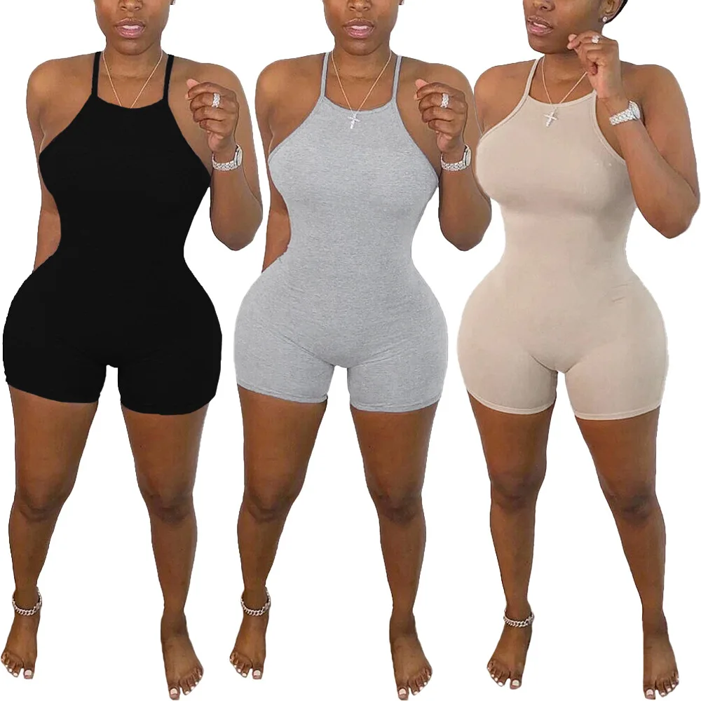 

2021 Summer Women Plus Size Jumpsuits And Rompers Sportswears Ladies Women Summer Bodycon Sexy One Piece Solid Jumpsuits