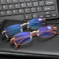 

Simple blue ray anti Fashionable blue light rimless reading glasses