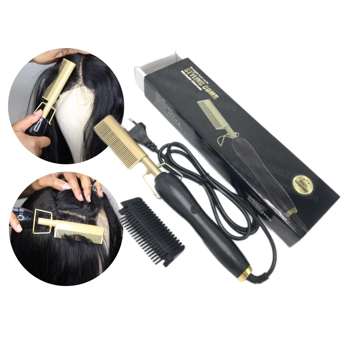 

High Heat Anti Scald Beard Press Comb Mini Hair Straightener Pressing Electric Hair Hot Comb Wig Brush Heat Comb