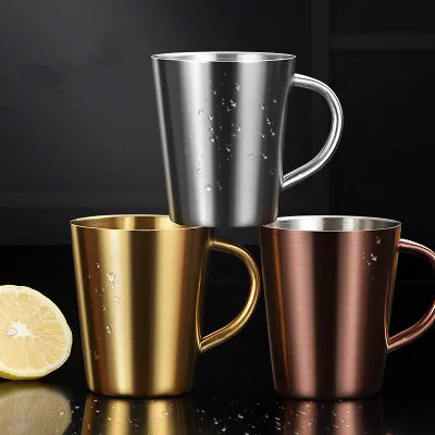 

Wholesale 304 Stainless Steel Vacuum Insulated Double Wall Tumblers Milk Cups With Handle Beer Mug Juice Cup Stainless Steel, Silver/gold/rose-gold