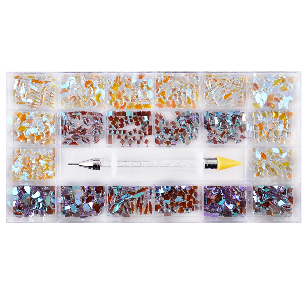 

New Aurora Colors Mix Colored Shape Rhinestone Non Hot Fix Rhinestone Box