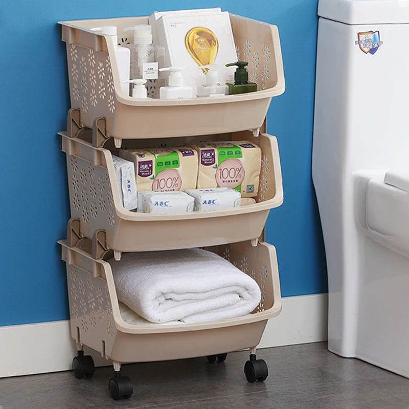 

Vegetable and Fruit Drain Stackable Kitchen Storage PP Plastic Basket Organizer Shelf, Blue,white,khaki