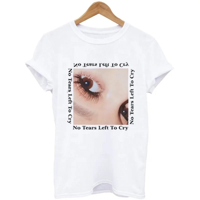 

New Design Vintage White Women T Shirts Round Neck No Tears Left To Cry Printed Female Tees, Picture