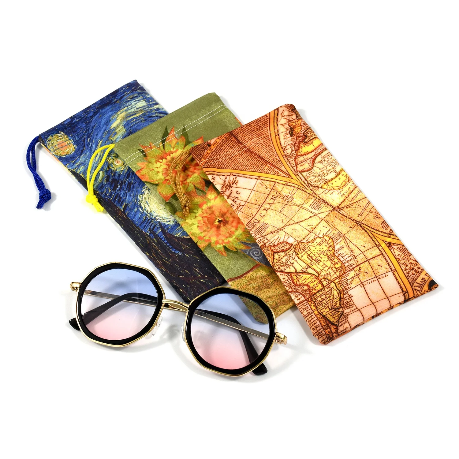 

Bestpacking Fashion design Digital printing Microfiber glasses Pouch with lens clean cloth sunglasses packing pouch eyeglass bag