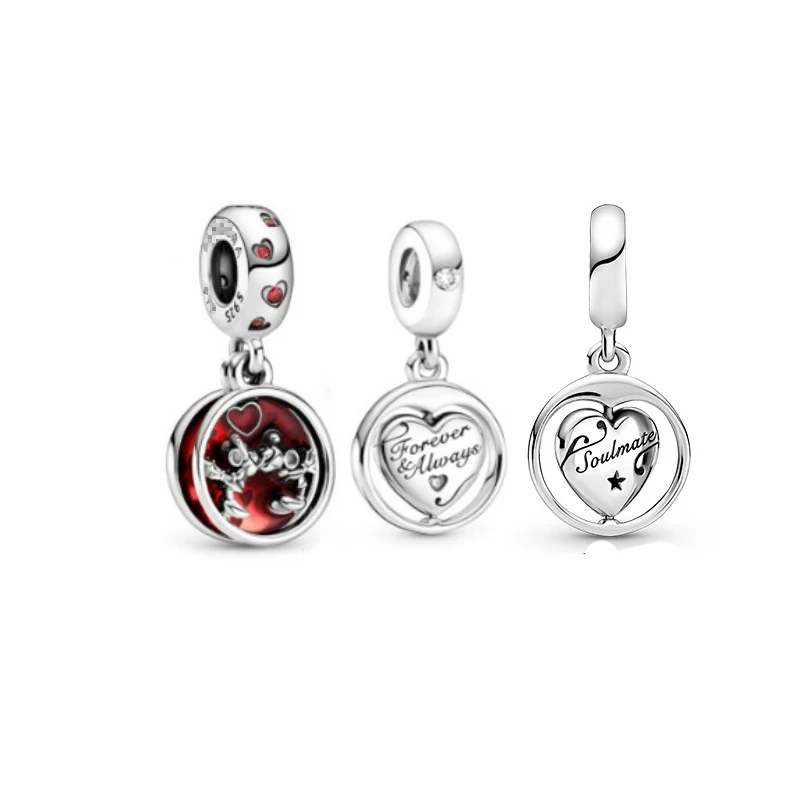 

Classic Mickey Pendant 925 Sterling Silver Charm For Pandora Fashion Ruby Pendant Heart Bracelet Accessories Diy Pendant