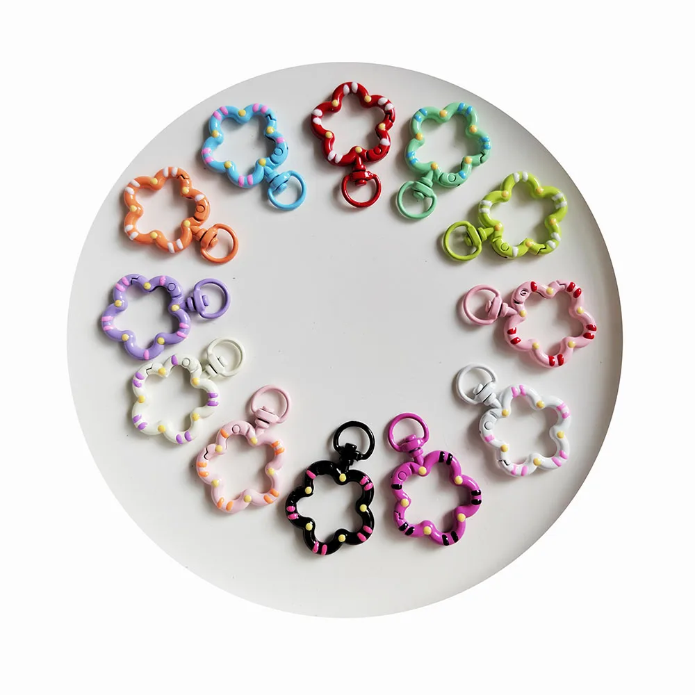 Colored Metal Keychain Star Buckle Keyring Clasp DIY Bag Clips Hook Chains Buckle Connector Key Rings Jewelry