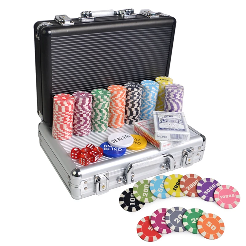 

100pcs/set Texas Hold'em Ceramic Poker Chip Entertainment/Party/Club Chips Aluminum Suitcase