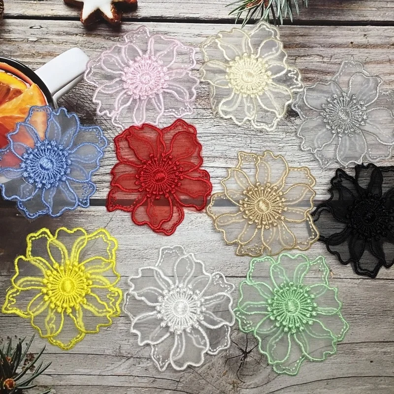 

Garment Embroidered Applique Embroidery Design custom patches Colorful Lace Flower Embroidery patch for cloth ortho evra patch, Picture