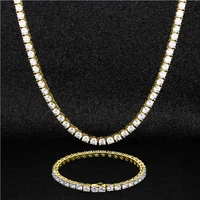 

KRKC Wholesale Tennis Necklace Men Women Hip Hop Jewellery Brass 5A Cubic Zirconia CZ Crystal Diamond Tennis Chain Necklace