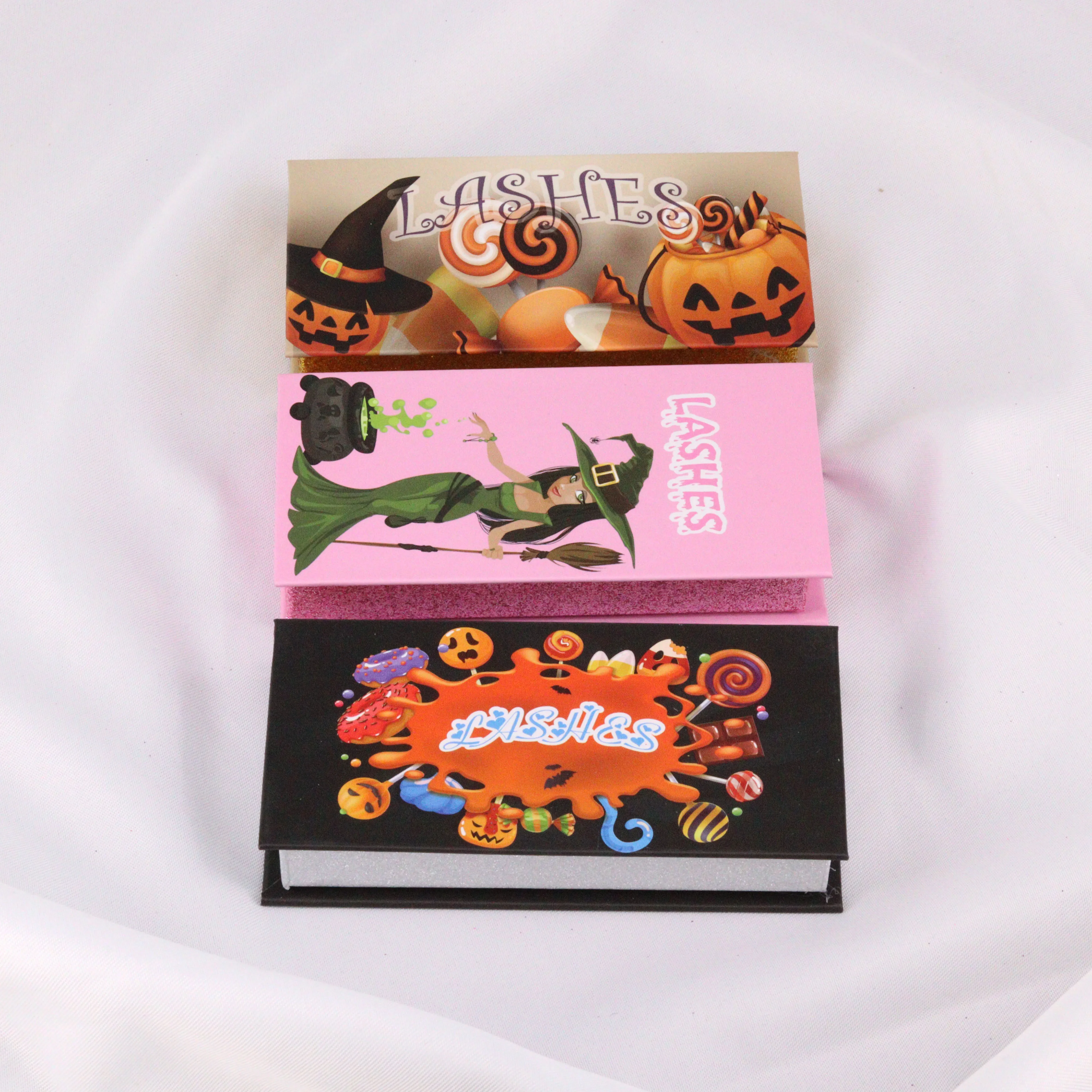 

Halloween lash boxes theme packaging eyelash cases bulk mink eyelash vendor 3D 5D customized wholesale, Colorful