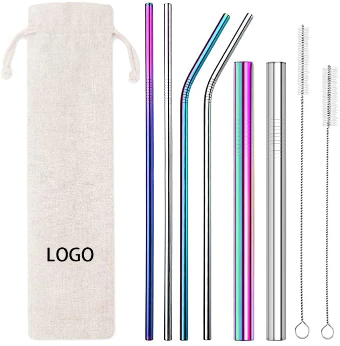 

Wholesale Custom Logo Set Customized Reusable Straws Colorful Stainless Steel Straw, Silver/blue/rose gold/red/black