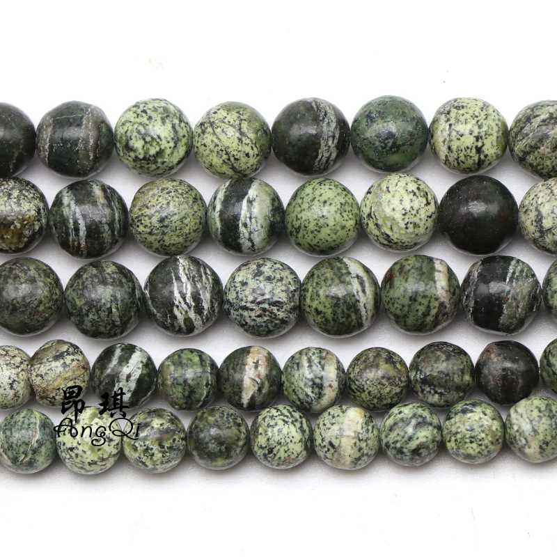 

Wholesale Semi-precious Stones Beads Round Natural Green Zebra Jasper Stone Beads For Jewelry Making