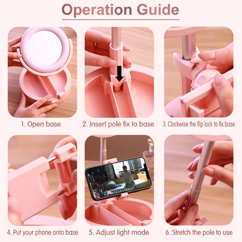
China wholesale factory supplying USB 5v Input phone holder led ring light for online teaching cosmetics storage 