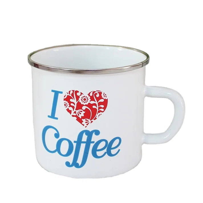 

High Quality 11oz Porcelain Enamel Mug Blank Coffee Mug Cups White for Sublimation Printing Metal Mugs Supplier
