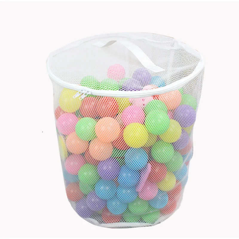 

Eco-friendly wholesale mesh net bag for child High-quality marine ball bobo ball storage bag handle toy storage bag, White