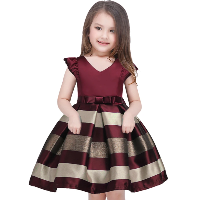 

YSMARKET New sweet bow stripes princess dress of girls Baby girl christmas party dress, Can be customized
