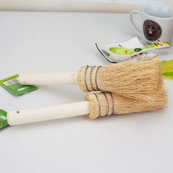 

Pot Brush Soft Hair Natural Coconut Palm Washoil-free Dishes Cleaning Brush Wooden Handle Brush