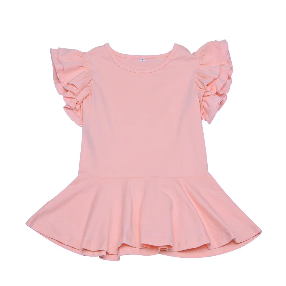 

New Arrivals Kids Girl Boutique Top Clothing Little Girl Flutter Shirts Casual Peplum Tops, Color as picture, or customized color