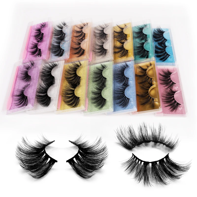 

25m 3d faux mink eyelashes with packaging box 5d 25mm siberian mink eyelashes, Natural black mink eyelashes