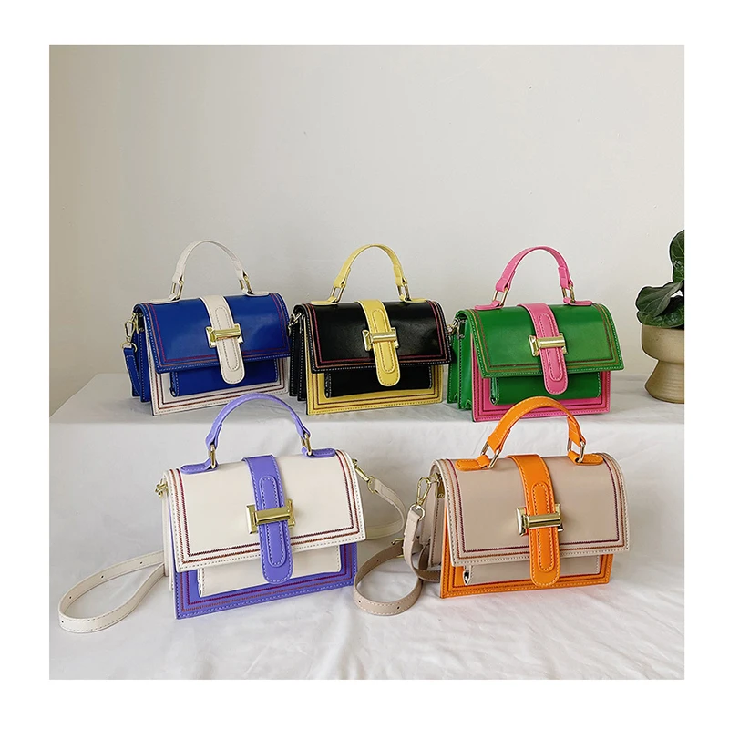 

Contrast Color Vintage Women Handbags Branded Luxury Stylish Small Crossbody Shoulder Bags Designer Lock Small Flap Tote Bag