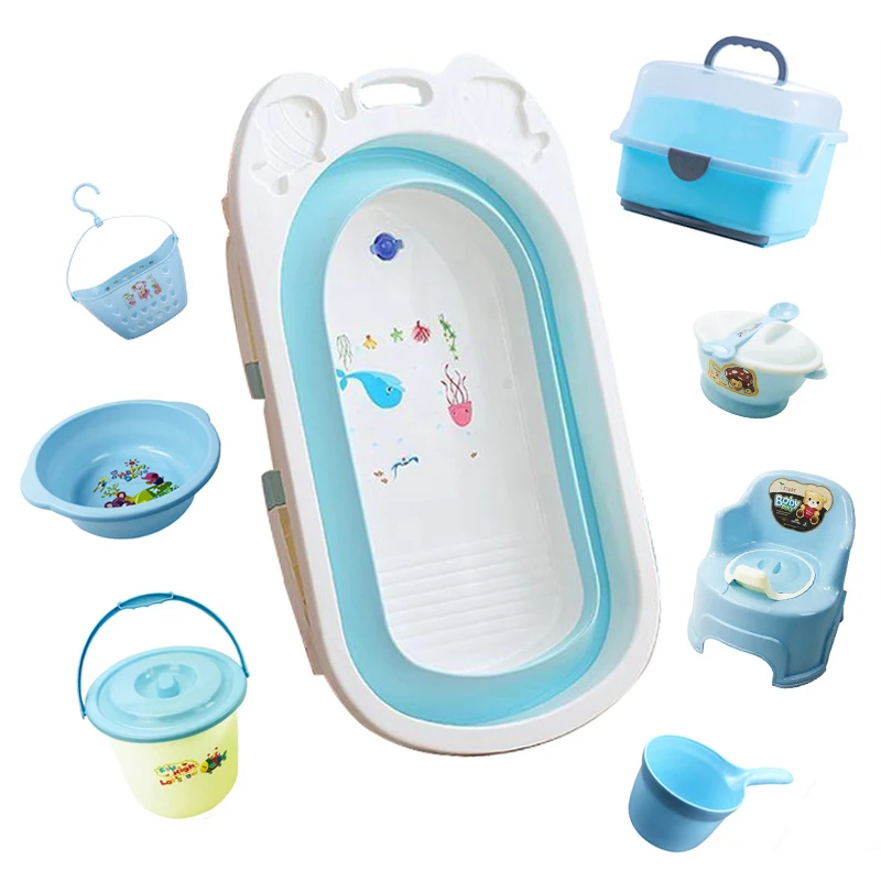 

Foldable Baby Bath Tub Set, Pink, blue