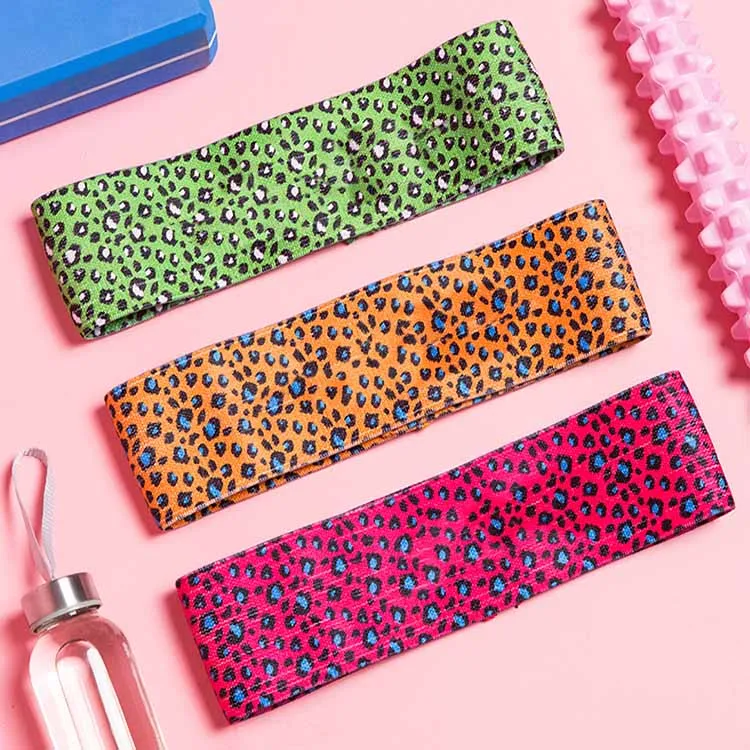 

Custom Logo Pink Cheetah Peach Set Fitness Band Elastic Cloth Resistance Bands, Customized