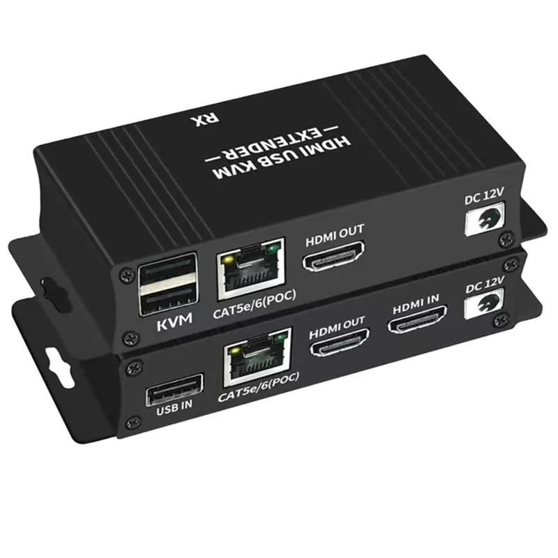 

60M HDMI KVM Extender HDMI Extender with USB KVM Control RJ45 60m over IP Cat6 POC Mouse Transmitter Receiver for PC Computer