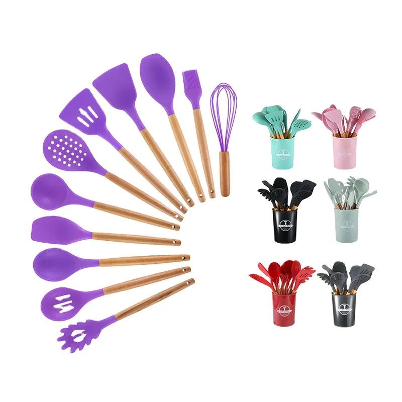 

2020 amazon hot sale kitchenware Factory directly wholesale hot sale 9pcs 11pcs 12pcs silicone kitchen sets, Customized color