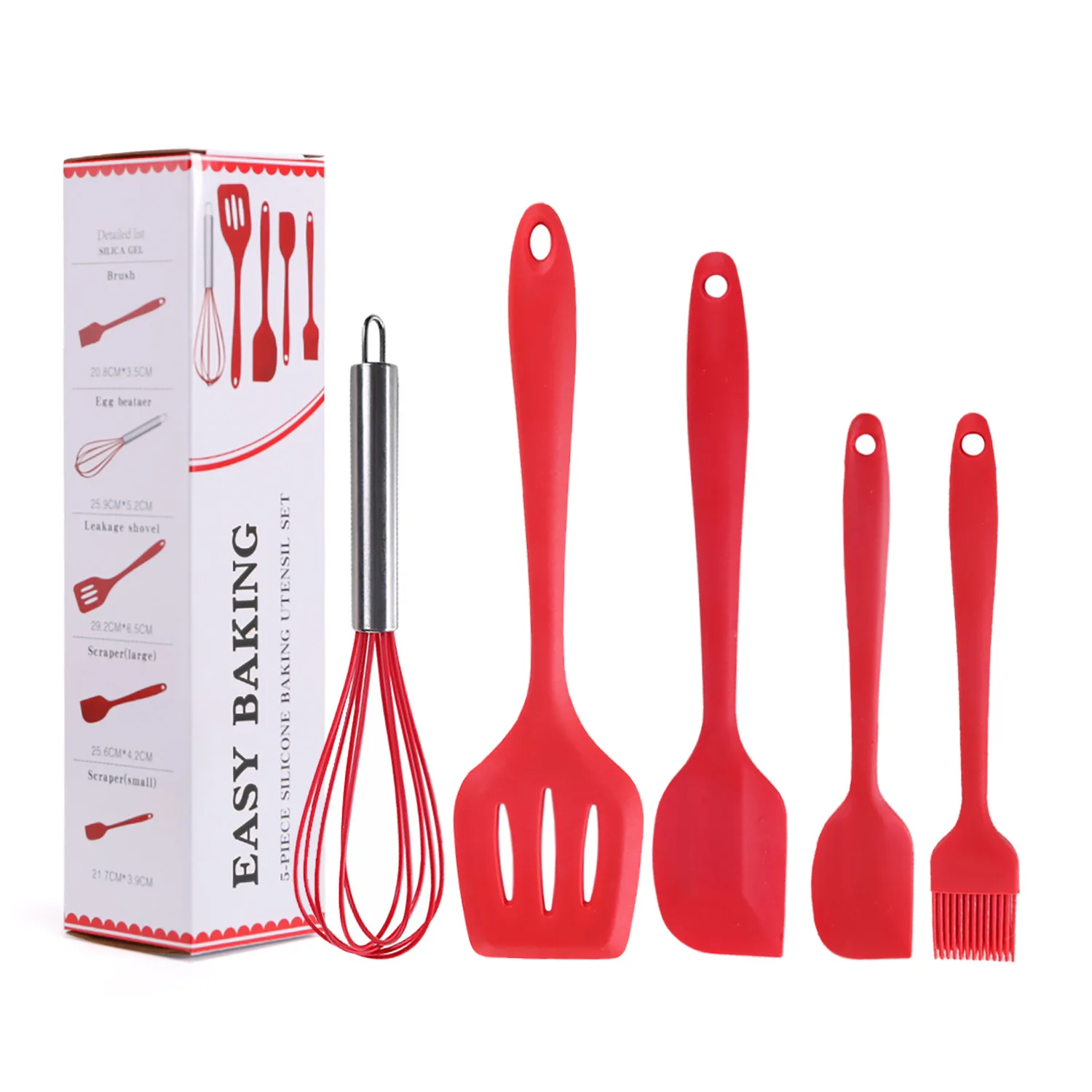 

5Pcs/set Silicone Heat Resistant Kitchen Cooking Utensils Non-Stick Baking Tool tongs ladle gadget