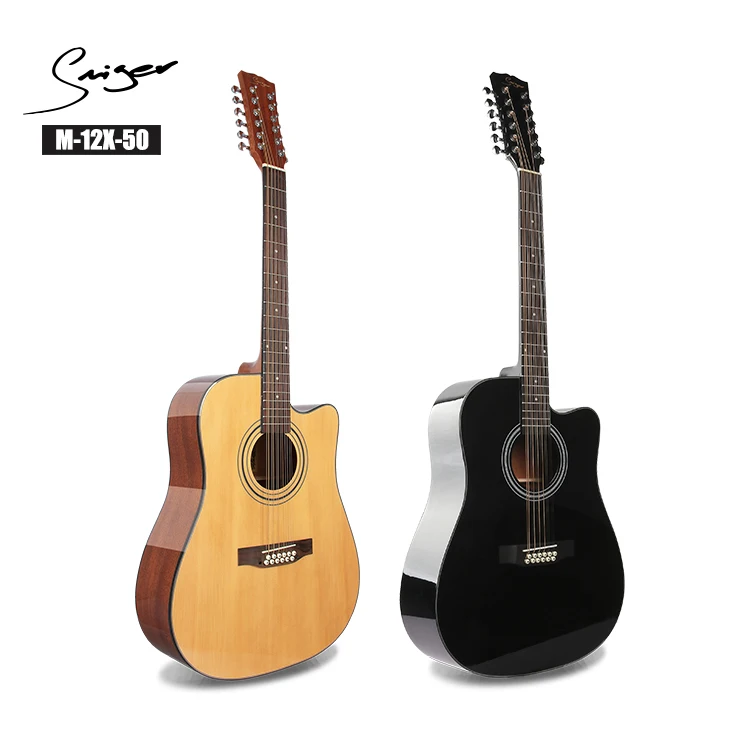 

Wholesale 42 inch high quality mahogany 12 strings electric acoustic guitar, Black/nature