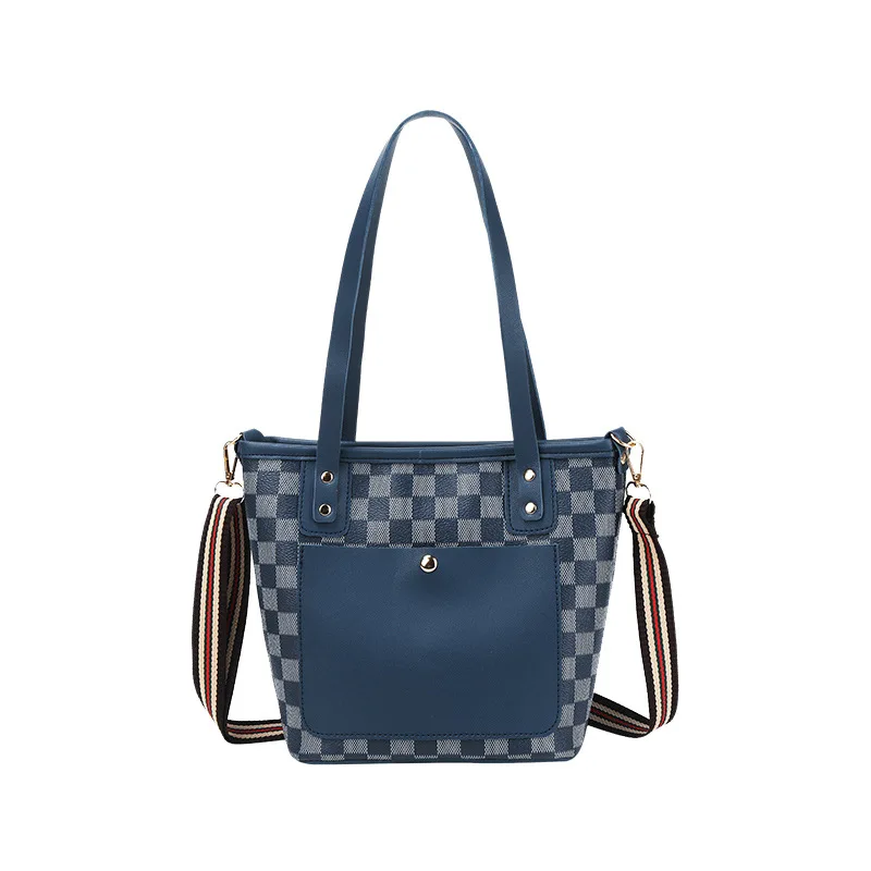 

2 way large-capacity grid women bag handbag ladies PU messenger bag