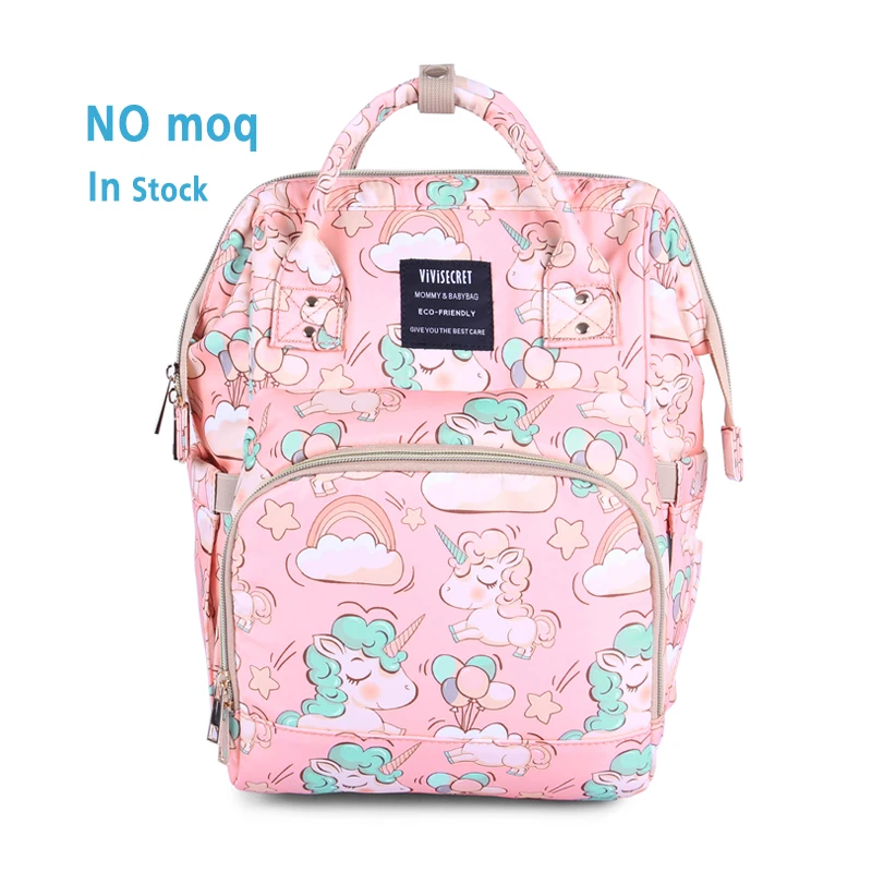 

Printing pink unicorn trendy diaper yummy mummy changing bag outdoor travel baby diaper backpack