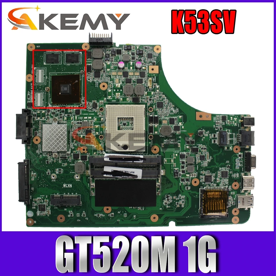 

K53SV Laptop Motherboard K53SV REV 3.0/3.1 For ASUS K53SC A53S X53S P53S K53SJ K53SC With GT520M 1G GPU Notebook Mainboard