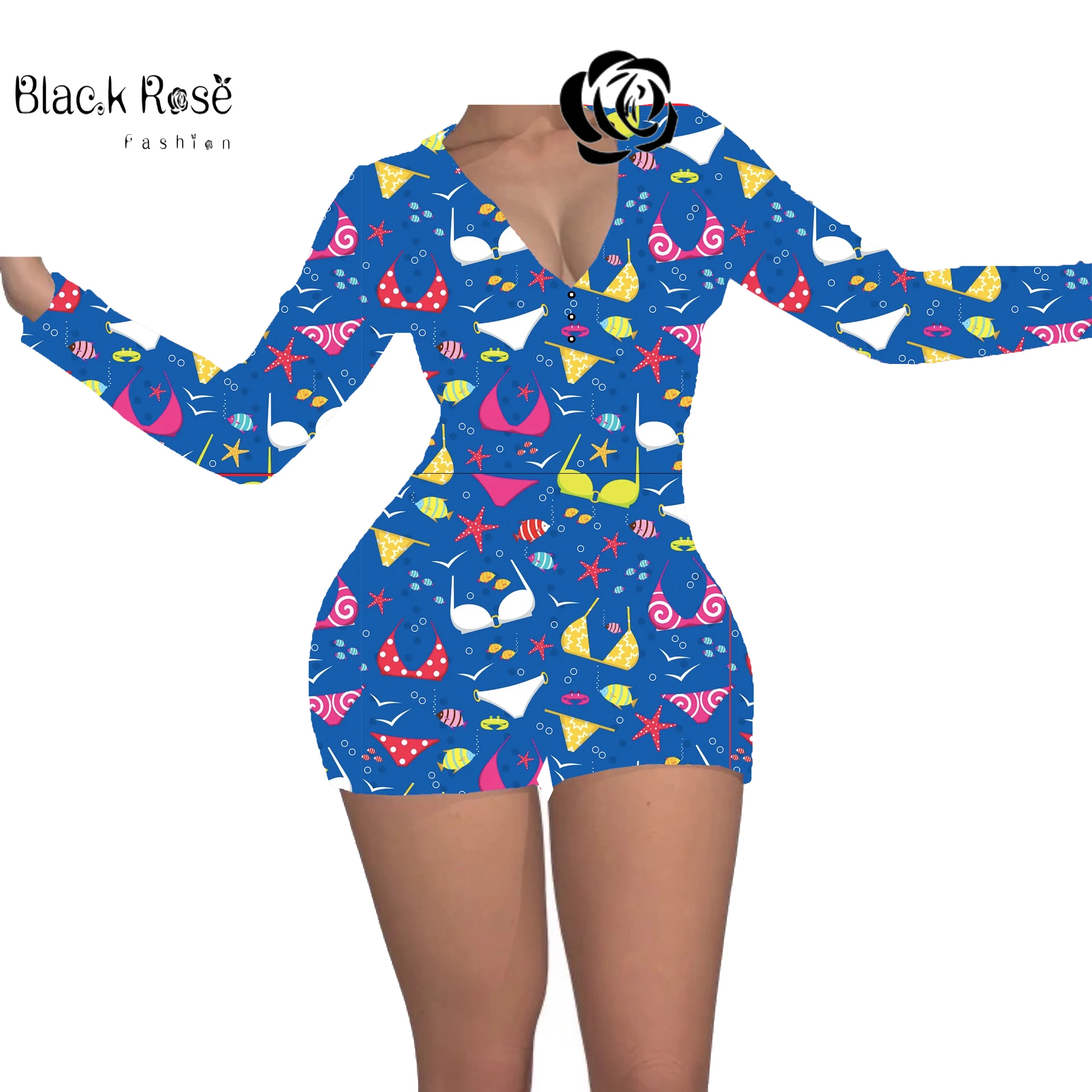 Black Rose Fashion Custom Onesie With Flap Women Onesie Buy Women