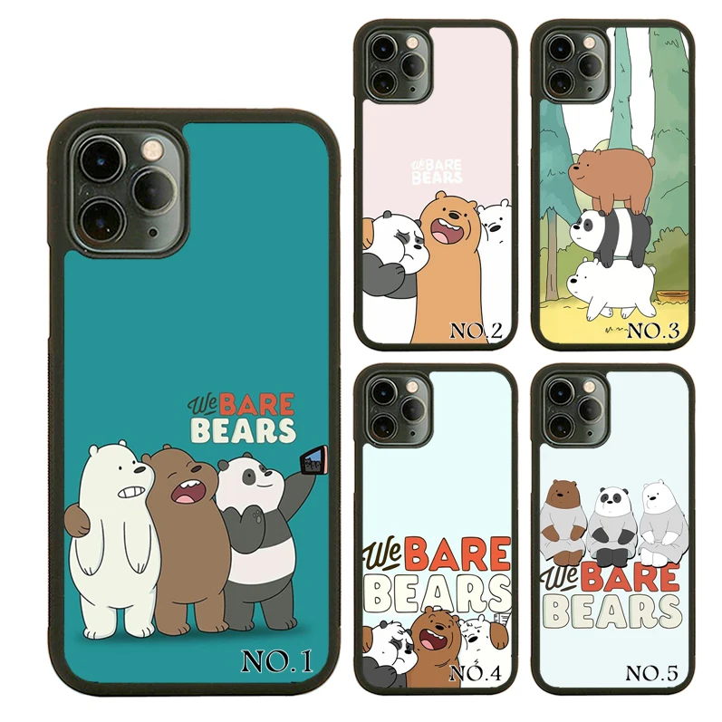 

High Quality Cute Cartoon Bear Silicon TPU+PC Mobile Phone Case For iPhone 11 11Pro 12 13Pro Max Cover, Black