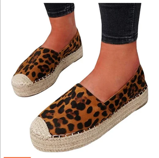 

Wholesale ladies Leopard Sneakers espadrilles For Breathable Comfort jute sole women canvas shoes, Snake,leopard