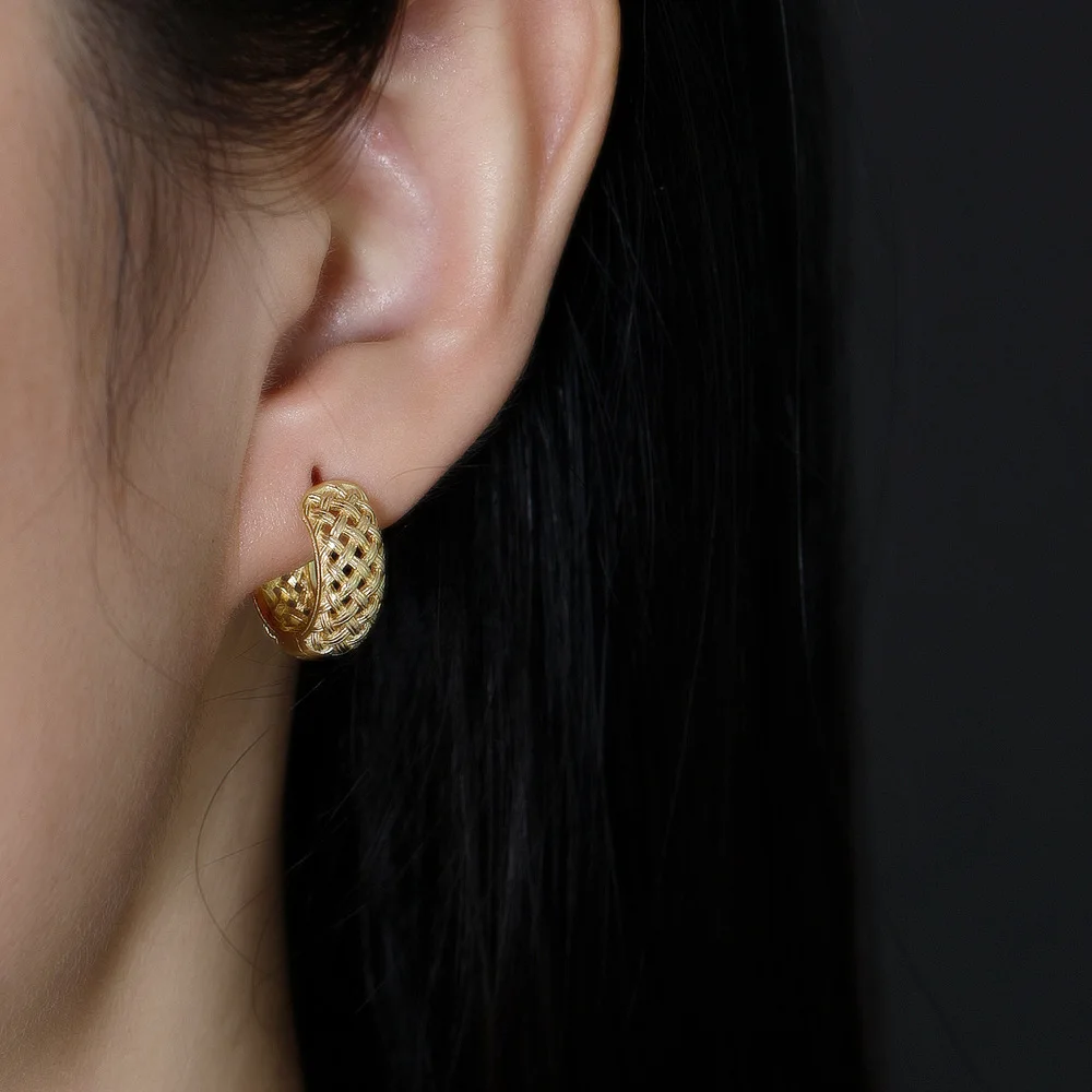 Fashion Silver Earrings Jewelry for Women 18K Gold Plated 925 Sterling Silver Hollow Hoop Earring 925 Silver Earring Wholesale