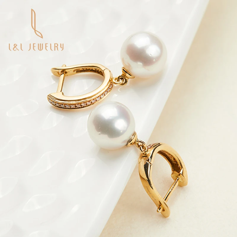 

Women 2022 Fashion Luxury Famous Designer Jewelry High Quality 18K solid gold real diamond saltwater Akoya Pearl Earing