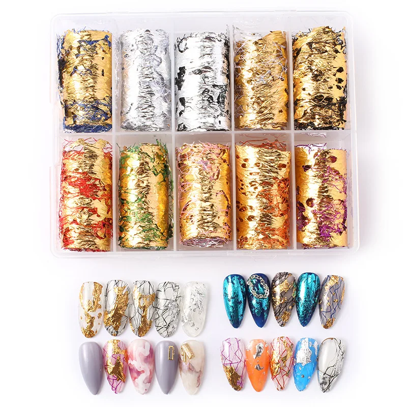 

10 Colors Fashion Colorful Foil Net Set for Nail Art Decoration
