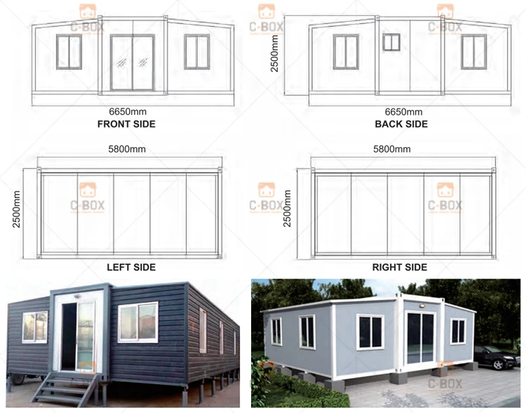 40ft Expandable Container House Luxury 40 Foot Prefabricated Expandable Flat Pack Prefab Module