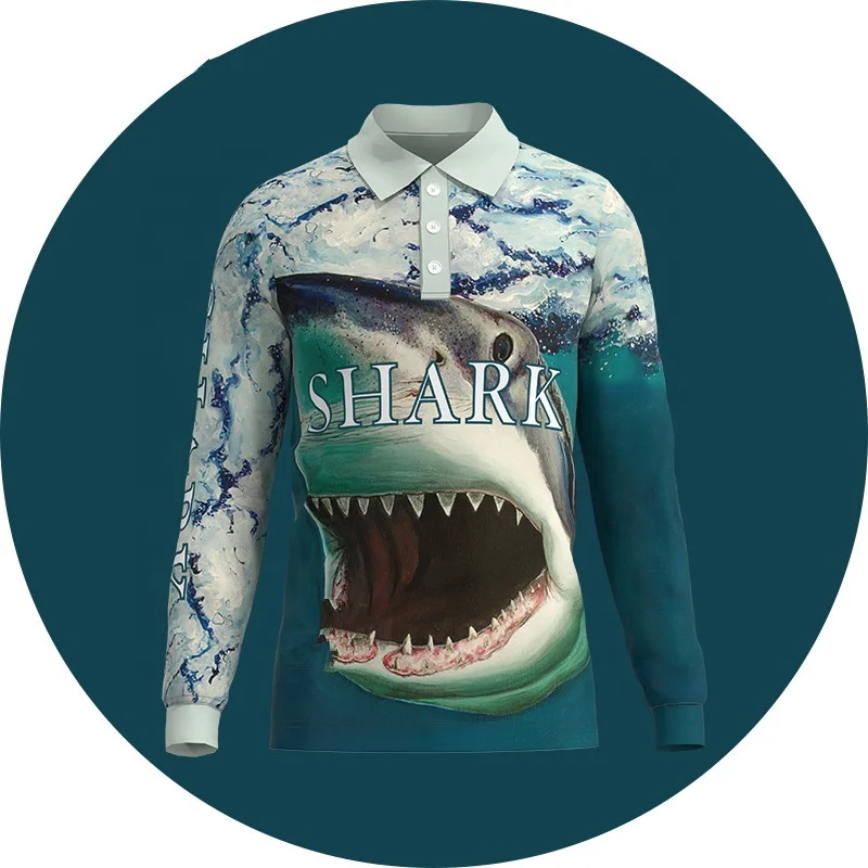 

custom fishing pattern printing blank polyester upf 50 fishing shirt