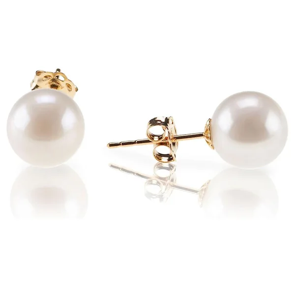 

Fashion Jewelry Women Fine Multi Size 4/6/8/10MM Pearl Stud Earrings Simple Gold Plated Ear Stud Round Pearl Trendy Earring