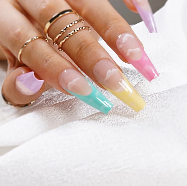 

press on nails rainbow french nails false full cover false nails manufacturers