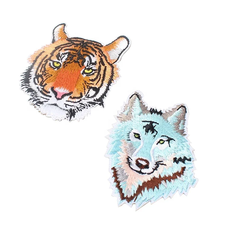 

Embroidered Service Custom Tiger Animal Logo 100% Machine Embroidery Patches and Badges with Iron on, Follow pantone color chart