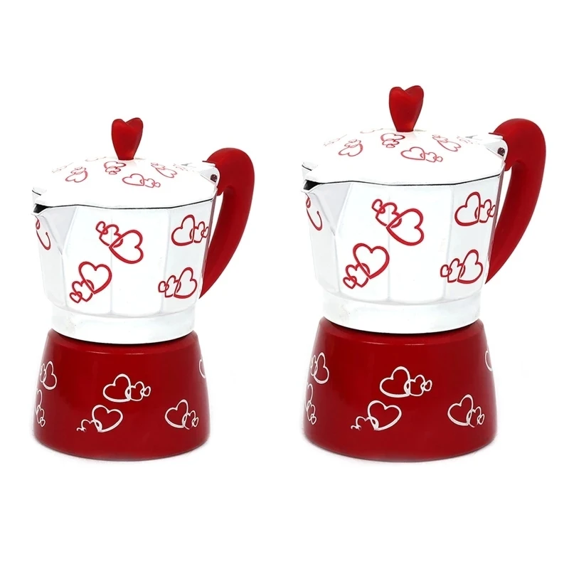 

Zogifts Cow/Red Heart Printed Coffee Maker Aluminum Alloy Moka Pot Espresso Mocha Latte Percolator Filter Cafetera for Kitchen
