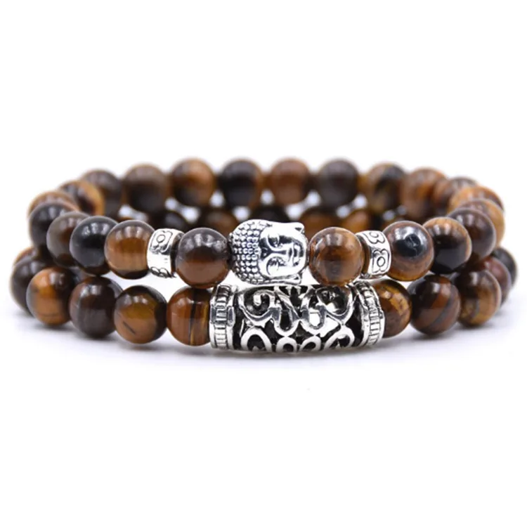 

Mens Tiger Eye Bead Bracelet Set Jewelry Natural Stone Bohemian Bead Bracelet Charm, As shown