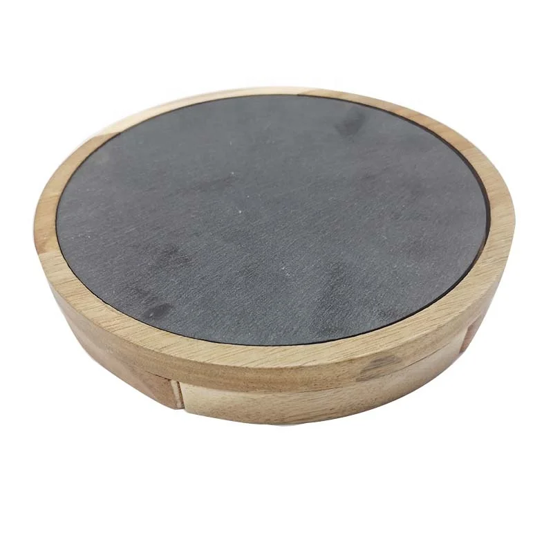 
Wholesale Acacia Wooden Natural Slate Blank Cheese Board And Knife Set 