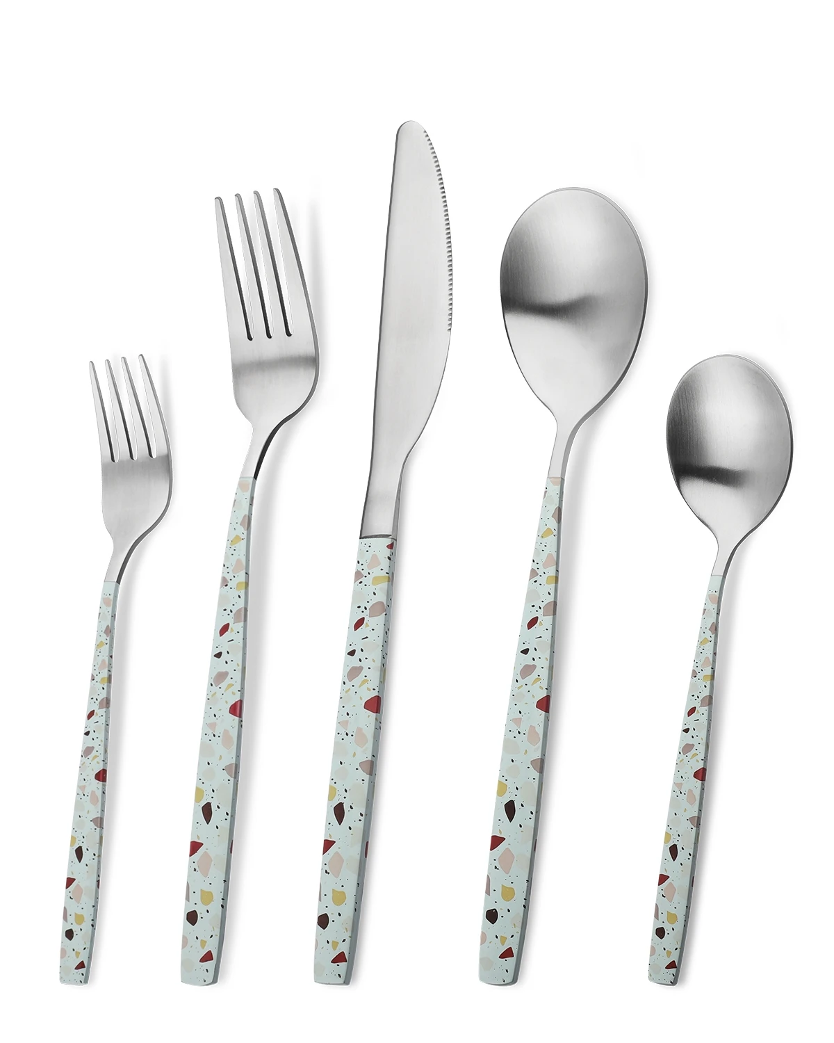 

Colorful Stainless Steel Portable Spoon/Fork/ knife Set for travel camping Picnic cutlery set, Painting in handle+silver+matt.