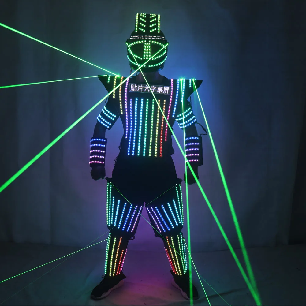 

Full Color LED Robot Suit Green Laser Costume Laser Jacket Model Show Dress Clothe DJ Bar Performance, Rgb