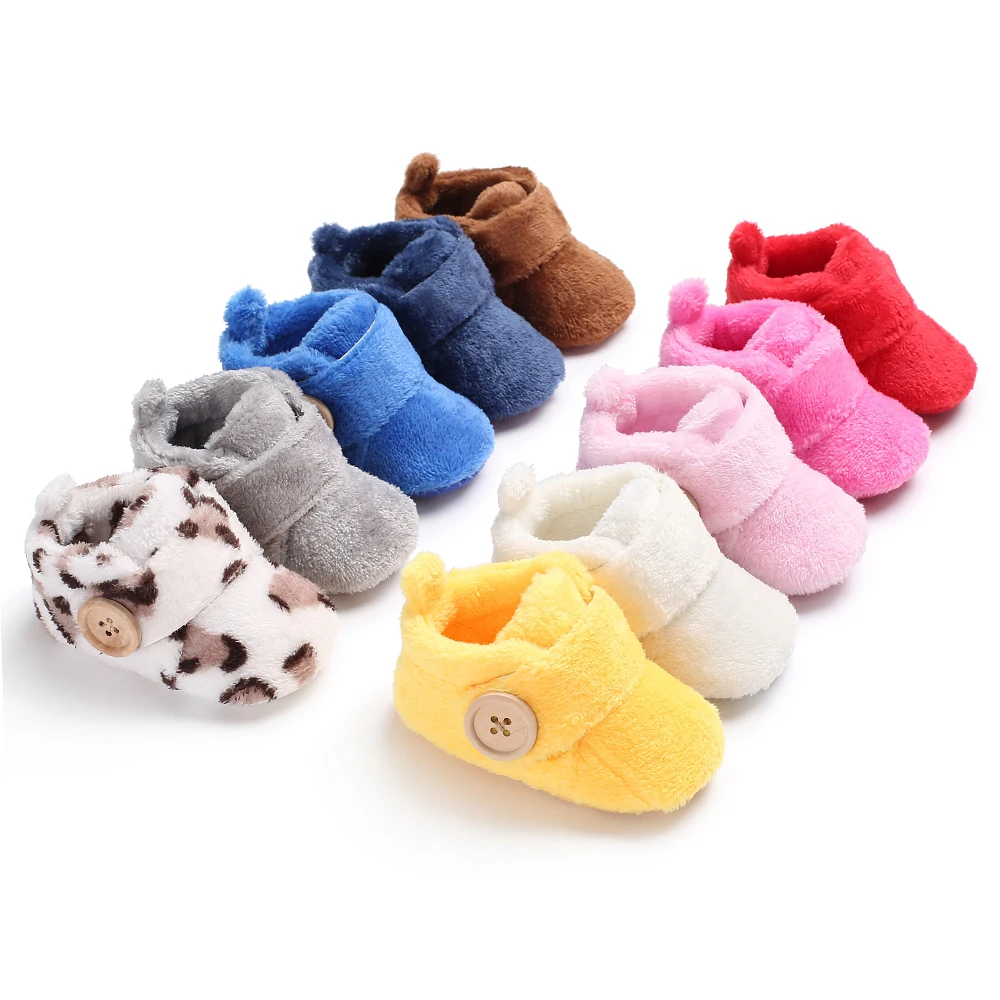 
Amazon hot soft fleece cotton 10 colors warm snow prewalk infant winter baby booties 